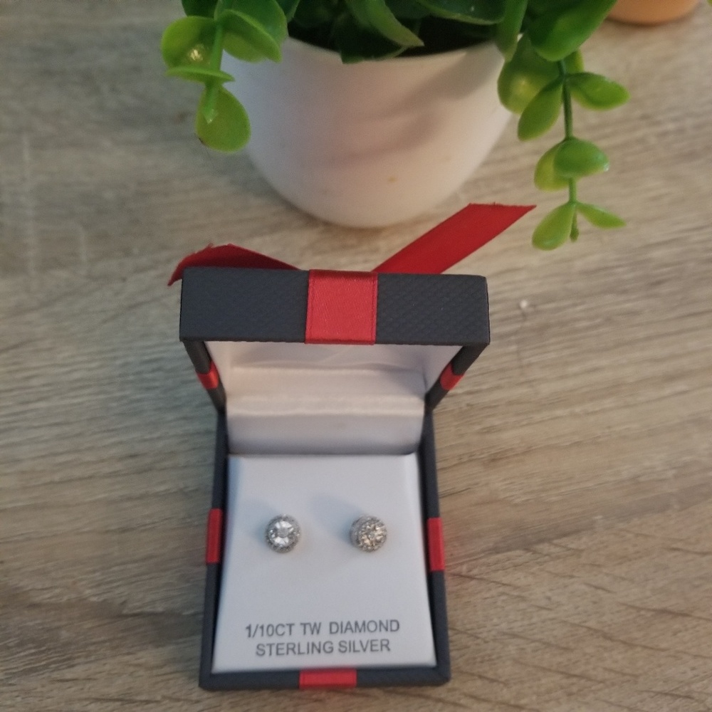 1/10 CT Diamond Sterling Silver Posts